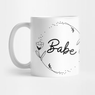 Babe with flowers, black and white print, Mug